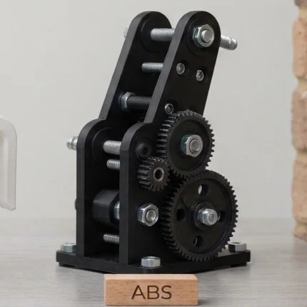 Mechanical gearbox 3D printed in black ABS