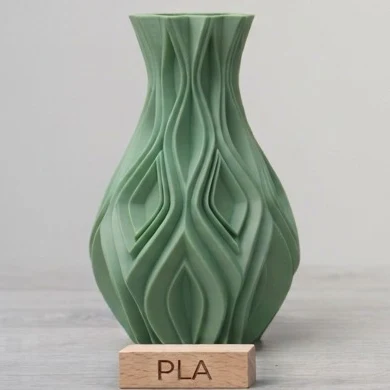 Decorative vase 3D printed in green PLA